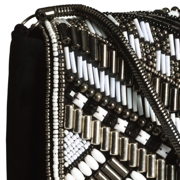 H&M black and white beaded clutch bag - Picture 2 of 8